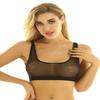 Agoky Women's Wide Strap Mesh Pullover Sports Bra Breathable Yoga Tank Cami Running Vest Black 3X-Large view 1