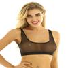 Agoky Women's Wide Strap Mesh Pullover Sports Bra Breathable Yoga Tank Cami Running Vest Black 3X-Large view 2