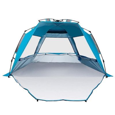 Beach Tent Deluxe Pop Up Sun Shade Shelter for 3-4 Person,UV Protection,Extendable Floor with 3 Ventilating Windows,Stakes,and Guy Lines