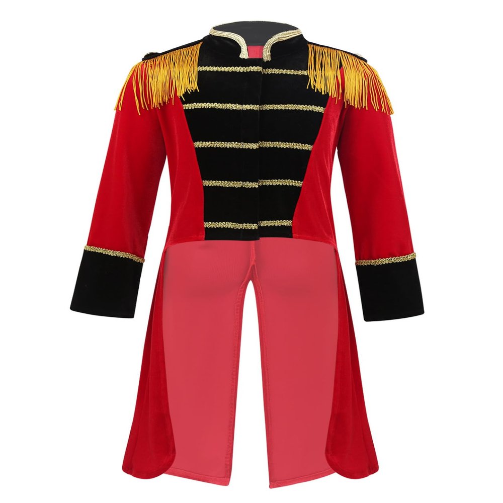 Manyakai Kids Boys Girls Circus Ringmaster Tailcoat Jacket Carnival Party Fancy Dress up Red 16 Years