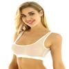 Agoky Women's Wide Strap Mesh Pullover Sports Bra Breathable Yoga Tank Cami Running Vest White 4X-Large view 3