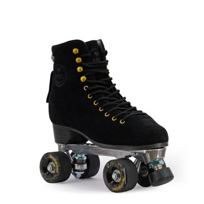 BTFL Pro Roller Skates Women, Kids & Men -Suede Boot- Indoor, Outside, Rink, & Rhythmic Roller Skating. Black, Blue, Gray, Green, Pink, White (Faya Pro, US Womens: 13 / US Mens: 11.5)