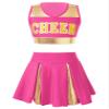easyforever Girls Cheer Leader Outfit Cheerleading School Uniform Letter Print Tank Top with Pleated A-Line Skirt Set Hot Pink 8 Years view 1