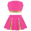 easyforever Girls Cheer Leader Outfit Cheerleading School Uniform Letter Print Tank Top with Pleated A-Line Skirt Set Hot Pink 8 Years view 2