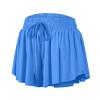 2 in 1 Flowy Womens Gym Shorts Yoga Athletic Workout Running Girls Dance Cheer Spandex Cute Comfy Lounge Sweat Ruffle Skirt Preppy Summer (M, Blue) view 1