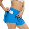 2 in 1 Flowy Womens Gym Shorts Yoga Athletic Workout Running Girls Dance Cheer Spandex Cute Comfy Lounge Sweat Ruffle Skirt Preppy Summer (M, Blue) view 2