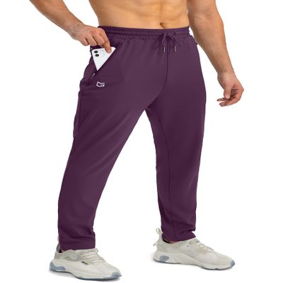 G Gradual Men's Sweatpants with Zipper Pockets Tapered Joggers for Men Athletic Pants for Workout, Jogging, Running (Wine Red, Medium)