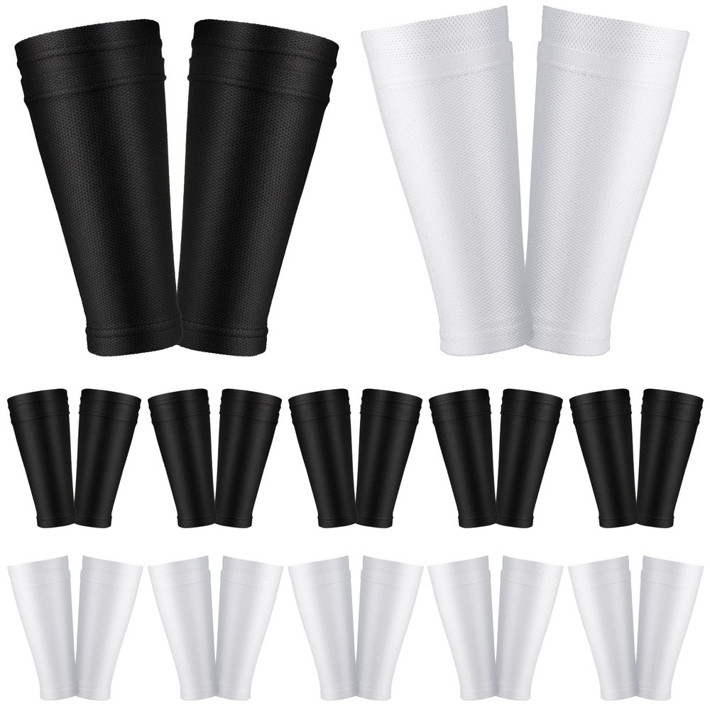 Skylety 4 Pairs Soccer Shin Guard Sleeves Calf Compression Sleeves Football Leg Sleeve Compression Support Sports Sleeve Socks for Men and Women for Soccer Sport Running Cycling