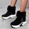 Hbeylia Platform Winter Snow Boots for Women Ladies with Fleece Lining Fashion Casual Suede Faux Fur Lined Round Toe Chunky Bottom High Heels Ankle Booties Warm Dress Short Boots with Side Zip view 3