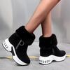 Hbeylia Platform Winter Snow Boots for Women Ladies with Fleece Lining Fashion Casual Suede Faux Fur Lined Round Toe Chunky Bottom High Heels Ankle Booties Warm Dress Short Boots with Side Zip view 4