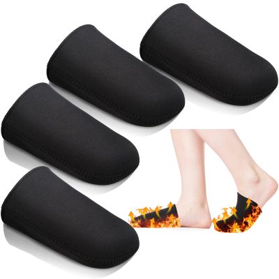 Zhanmai 2 Pairs 3 mm Neoprene Toe Covers Warmers Black Thermal Foot Toe Bath Sock for Winter Cycling Running(Black, Large)