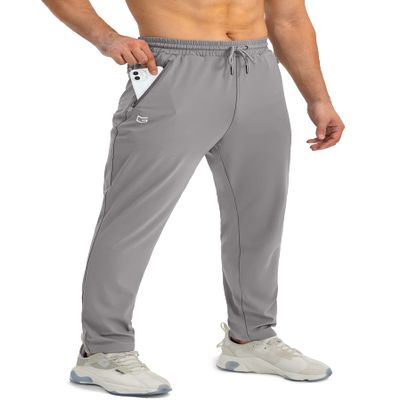G Gradual Men's Sweatpants with Zipper Pockets Tapered Joggers for Men Athletic Pants for Workout, Jogging, Running (Light Grey, XX-Large)
