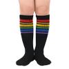 Durio Kids Rainbow Socks Cute Toddler Knee High Socks Soft Girls Knee High Socks for Toddler Girls 01 Black Rainbow view 1