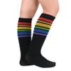 Durio Kids Rainbow Socks Cute Toddler Knee High Socks Soft Girls Knee High Socks for Toddler Girls 01 Black Rainbow view 2