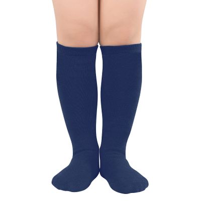 Durio Toddler Knee High Socks Soft Girls Knee High Socks for Toddler Girls Cute Toddler Kids Tube Socks 01 Pure Navy