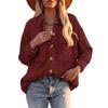 ebossy Womens Casual Loose Waffle Shirt Jacket Shacket Button Down Textured Oversized Corduroy Boyfriend Coat with Pockets (XX-Large, Wine-red) view 1