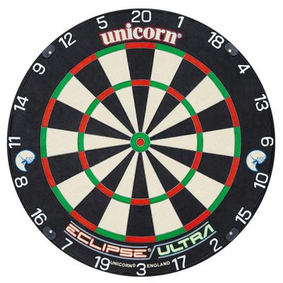 Unicorn Eclipse Ultra Bristle Dartboard - Ultra Spider and Bullseye with 33% Less Embedded Wire - Ultra-Vis Number Ring - UniLock System for Stability