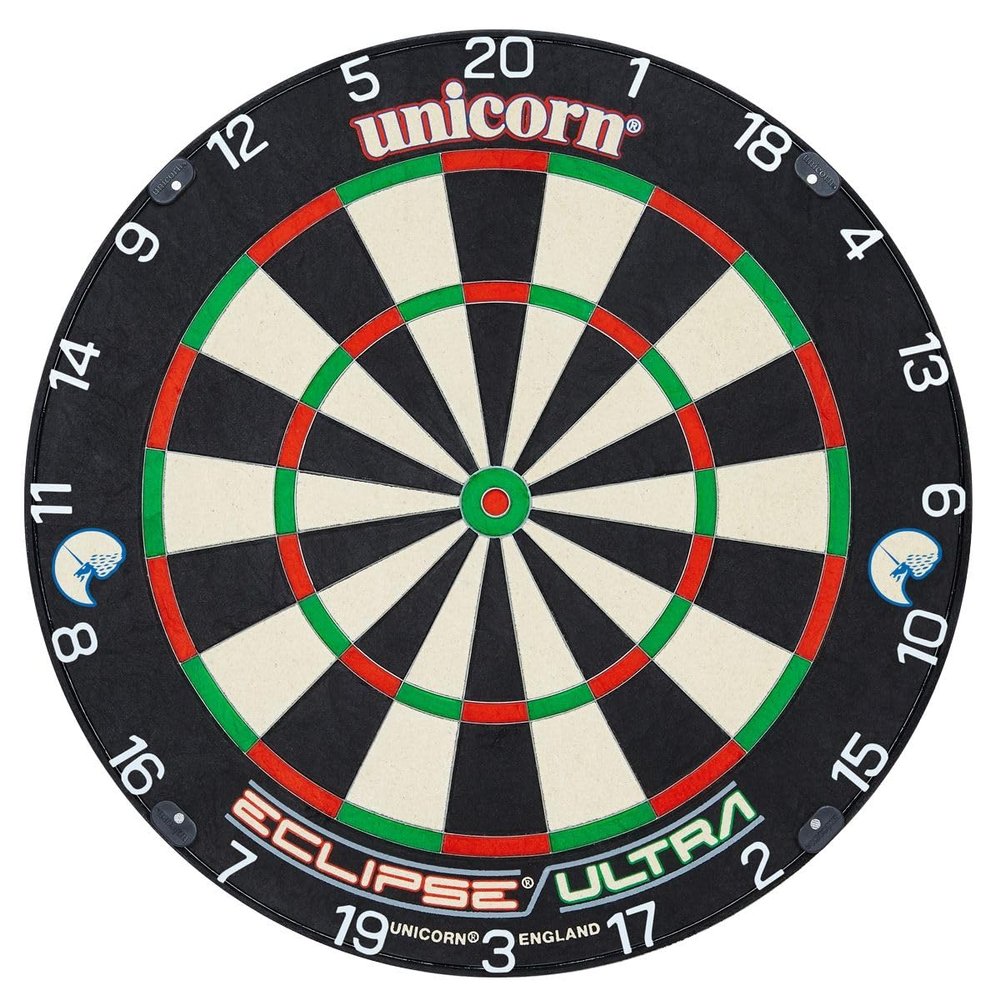 Unicorn Eclipse Ultra Bristle Dartboard - Ultra Spider and Bullseye with 33% Less Embedded Wire - Ultra-Vis Number Ring - UniLock System for Stability