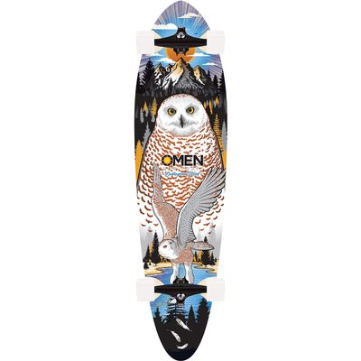Omen Boards Endangered Snowy Owl Pin Pintail Longboard Complete Skateboard - 9.1" x 38"