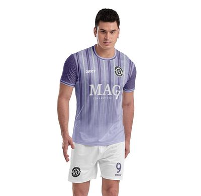 ORKY Men Soccer Jersey, Custom Made Name Number Shirt for Youth Season Tournament, Quick Dry Training Camp Team Uniform(Light Purple XL)