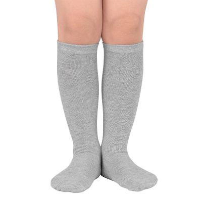 Durio Toddler Knee High Socks Soft Girls Knee High Socks for Toddler Girls Cute Toddler Kids Tube Socks 01 Pure Grey