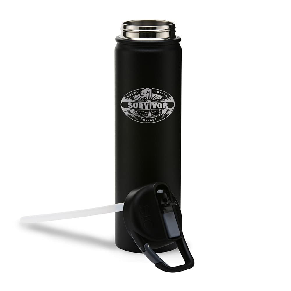 CBS Survivor Season 41 Logo Laser Engraved SIC Water Bottle - 27oz - Matte Black - Officially Licensed