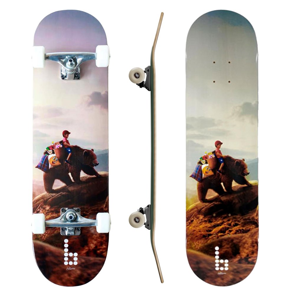 Complete Pro Skateboard by Braille for Girls, Boys, Kids Youth, Adult, Teens, Beginners - Fully Assembled with Poster & Stickers (8.25, Dreamer: Bear)