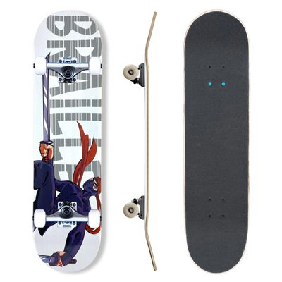 Complete Pro Skateboard by Braille for Girls, Boys, Kids Youth, Adult, Teens, Beginners - Fully Assembled with Poster & Stickers (8.0, Ninja Run)
