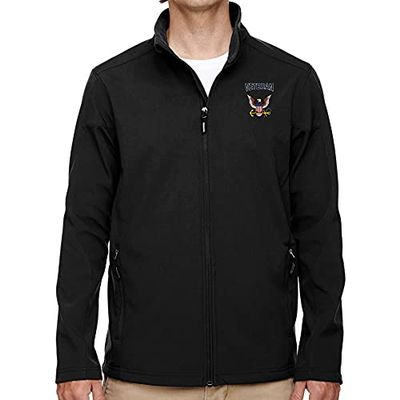 VetFriends.com United States Navy - Eagle and Anchor wioth Veteran Text Embroidered Softshell Jacket (3X-Large)