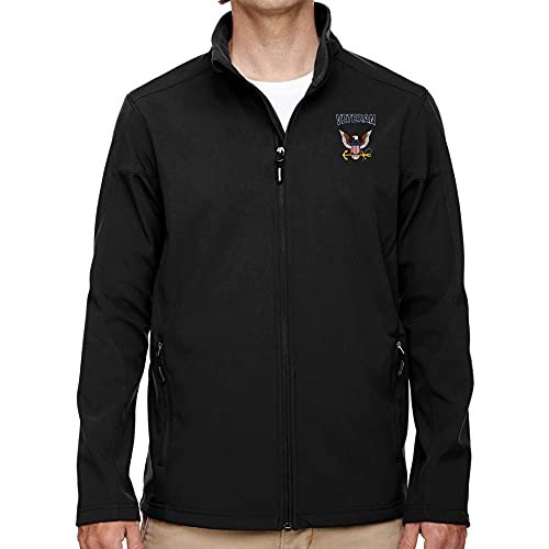 VetFriends.com United States Navy - Eagle and Anchor wioth Veteran Text Embroidered Softshell Jacket (3X-Large)
