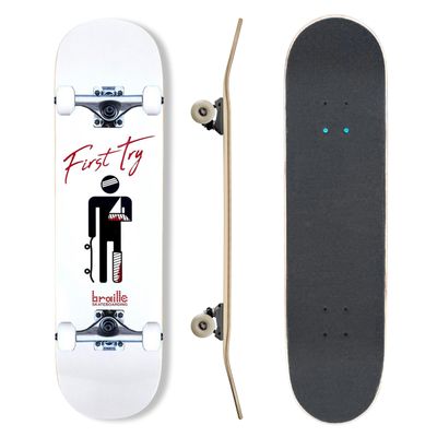 Complete Pro Skateboard by Braille for Girls, Boys, Kids Youth, Adult, Teens, Beginners - Fully Assembled with Poster & Stickers (8.5, First Try Broken Arm)