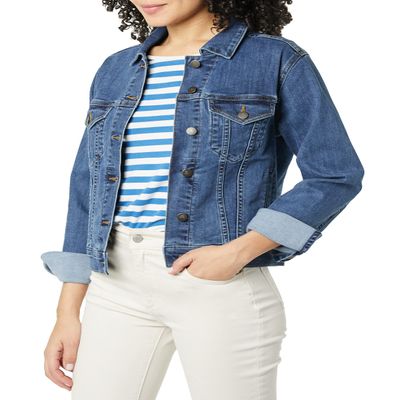 Amazon Essentials Women's Regular Fit Jean Jacket (Available in Plus Size), Medium Wash, X-Small