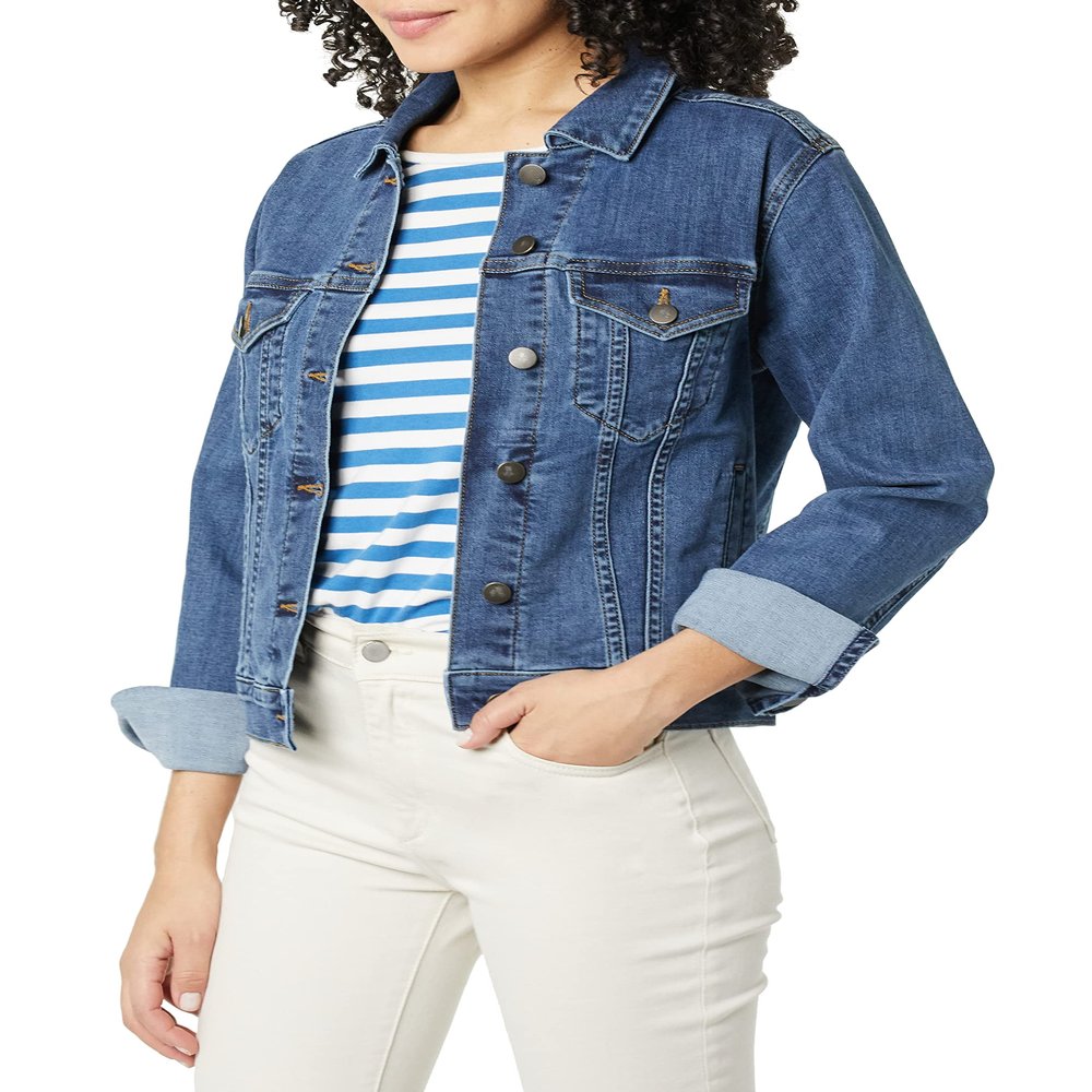 Amazon Essentials Women's Regular Fit Jean Jacket (Available in Plus Size), Medium Wash, X-Small