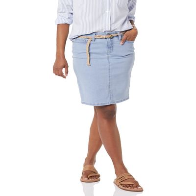 Amazon Essentials Women's Classic 5-Pocket Denim Skirt (Available in Plus Size), Light Wash, 10