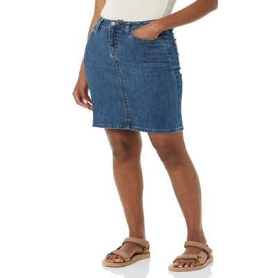 Amazon Essentials Women's Classic 5-Pocket Denim Skirt, Medium Wash, 6