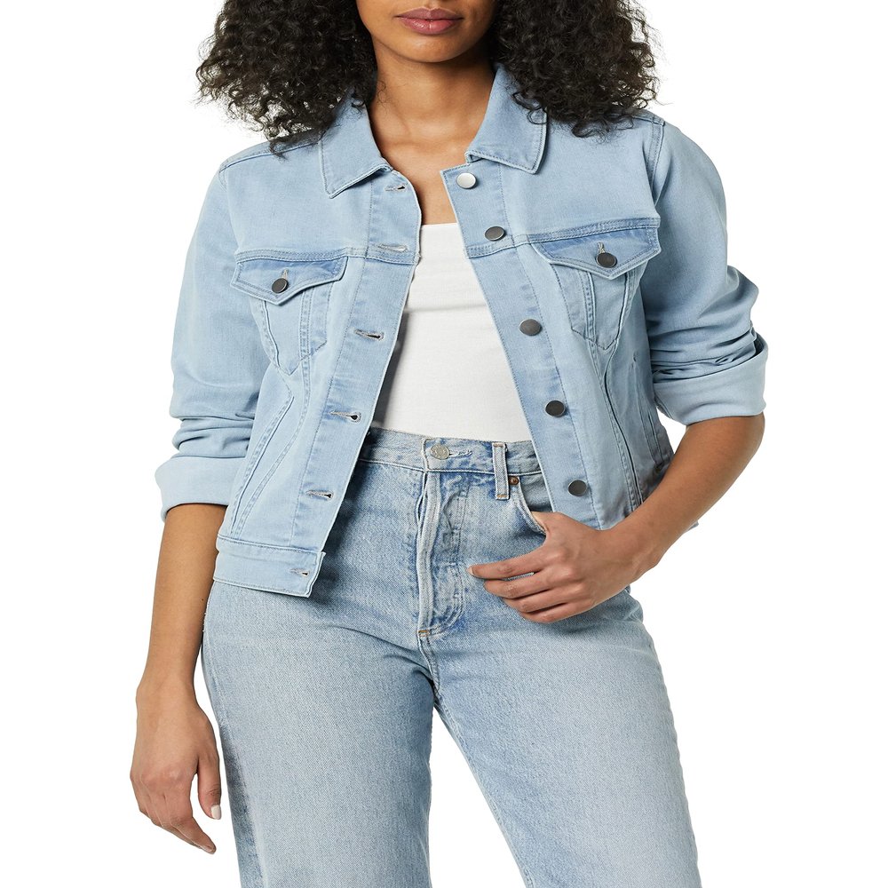 Amazon Essentials Women's Regular Fit Jean Jacket (Available in Plus Size), Light Wash, X-Large