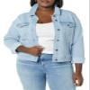 Amazon Essentials Women's Regular Fit Jean Jacket (Available in Plus Size), Light Wash, X-Large view 4