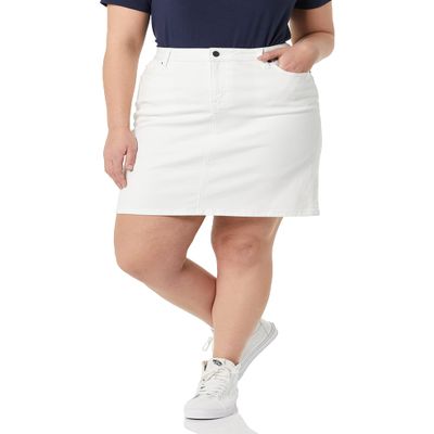 Amazon Essentials Women's Classic 5-Pocket Denim Skirt, White, 6