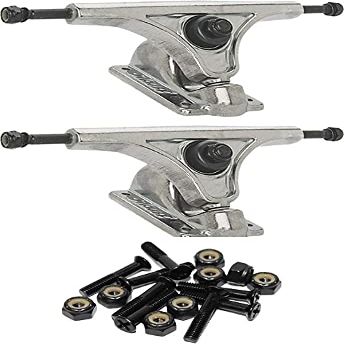 Slant Trucks 180mm Inverted Raw Skateboard Reverse Kingpin Trucks - 7.25" Hanger 10.0" Axle with 1" Raven Black Hardware - Bundle of 2 items