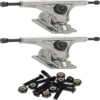Slant Trucks 180mm Inverted Raw Skateboard Reverse Kingpin Trucks - 7.25" Hanger 10.0" Axle with 1" Raven Black Hardware - Bundle of 2 items