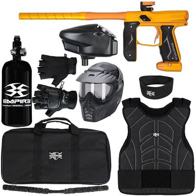 Action Village Empire Axe 2.0 Protector Level 3 Paintball Gun Package Kit (Dust Gold/Dust Orange, Glove Size: Large/X-Large)