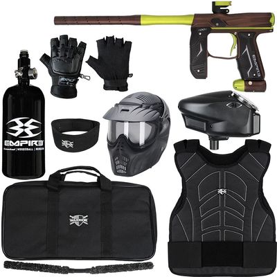Action Village Empire Axe 2.0 Protector Level 3 Paintball Gun Package Kit (Dust Brown/Dust Green, Glove Size: Large/X-Large)