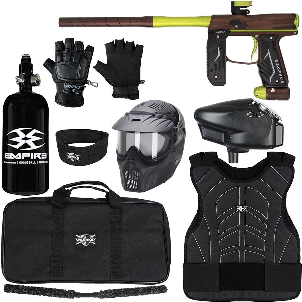 Action Village Empire Axe 2.0 Protector Level 3 Paintball Gun Package Kit (Dust Brown/Dust Green, Glove Size: Large/X-Large)