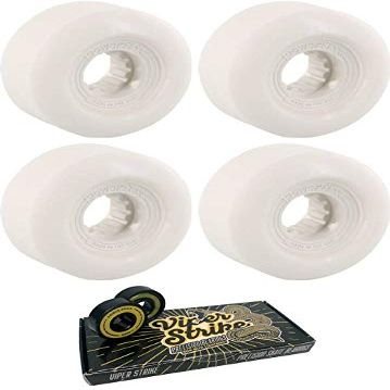 Powerflex Skateboards 58mm Gumball White Skateboard Wheels - 83b with Viper Strike 8mm Precision ABEC 7 Skateboard Bearings - Bundle of 2 Items