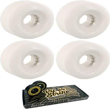 Powerflex Skateboards 58mm Gumball White Skateboard Wheels - 83b with Viper Strike 8mm Precision ABEC 7 Skateboard Bearings - Bundle of 2 Items