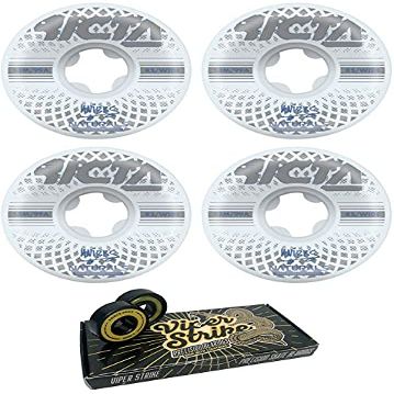 53mm Ricta Wheels Jereme Knibbs Reflective White Skateboard Wheels - 99a with Viper Strike 8mm Precision ABEC 7 Skateboard Bearings - Bundle of 2 items