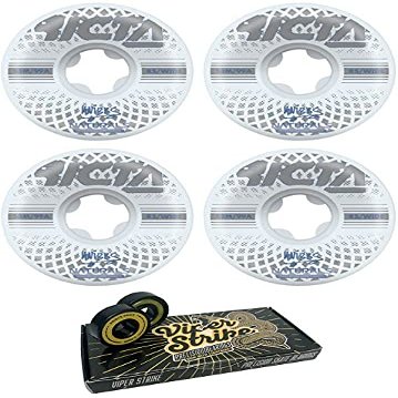 53mm Ricta Wheels Jereme Knibbs Reflective White Skateboard Wheels - 99a with Viper Strike 8mm Precision ABEC 7 Skateboard Bearings - Bundle of 2 items