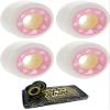 52mm Momentum Wheels V2 Spiral White / Pink Skateboard Wheels - 101a with Viper Strike 8mm Precision ABEC 7 Skateboard Bearings - Bundle of 2 items view 1