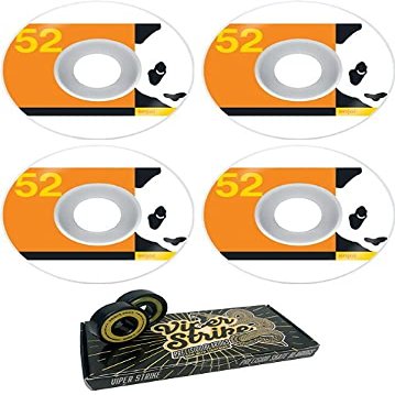 52mm Enjoi Skateboards Box Panda White / Orange Skateboard Wheels - 99a with Viper Strike 8mm Precision ABEC 7 Skateboard Bearings - Bundle of 2 items