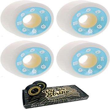 54mm Momentum Wheels V2 Spiral White / Blue Skateboard Wheels - 101a with Viper Strike 8mm Precision ABEC 7 Skateboard Bearings - Bundle of 2 items